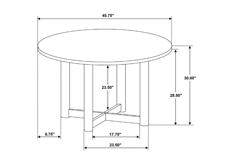 108570-S5 Crestmore 5-piece 46-inch Round Wood Dining Table Set Walnut