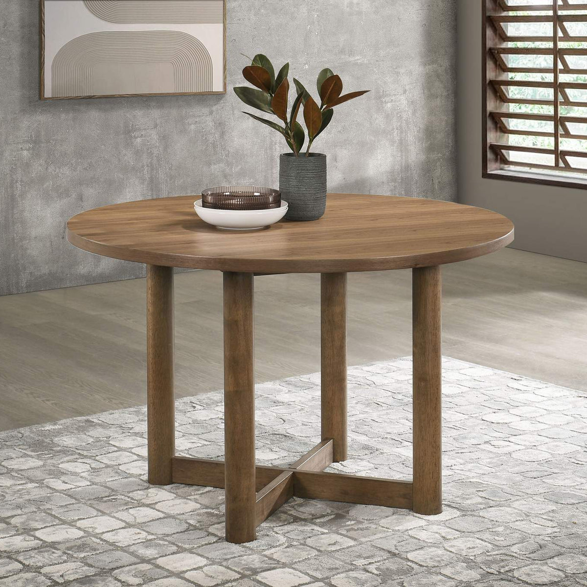 108570 Crestmore 46-inch Round Wood Dining Table Walnut