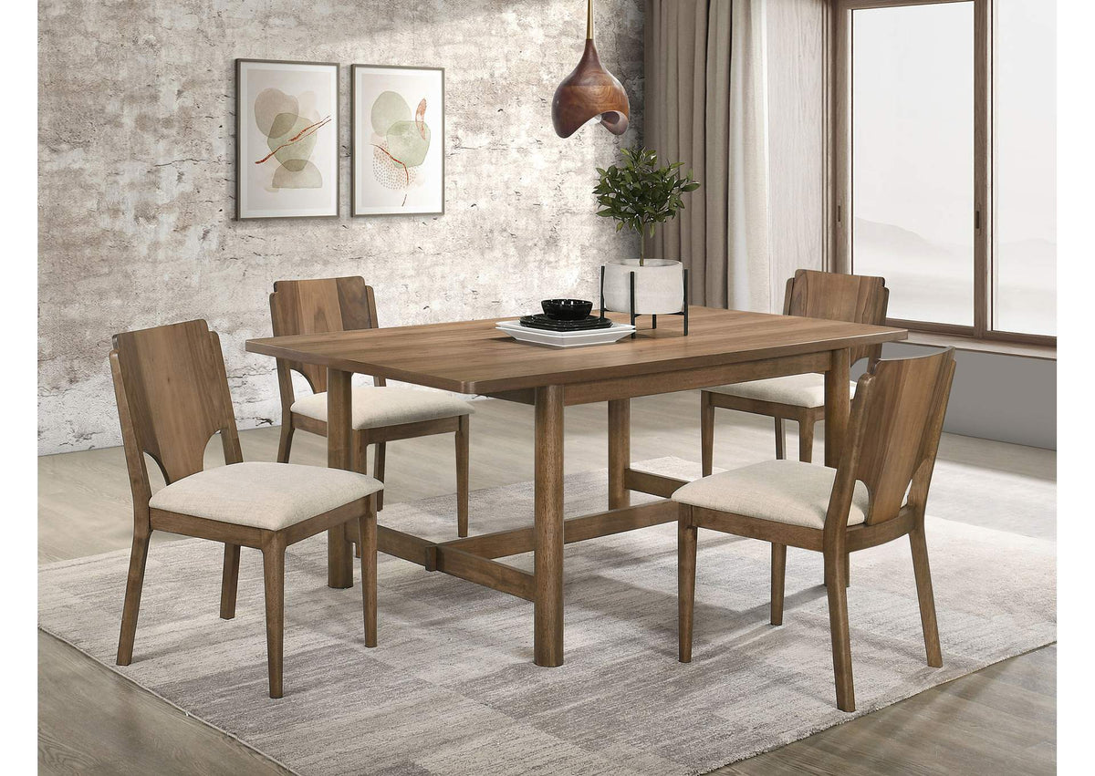 108571-S5 Crestmore 5-piece Rectangular Dining Table Set Walnut