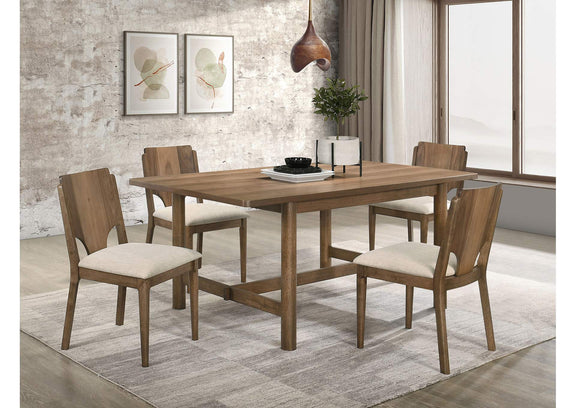 108571-S5 Crestmore 5-piece Rectangular Dining Table Set Walnut