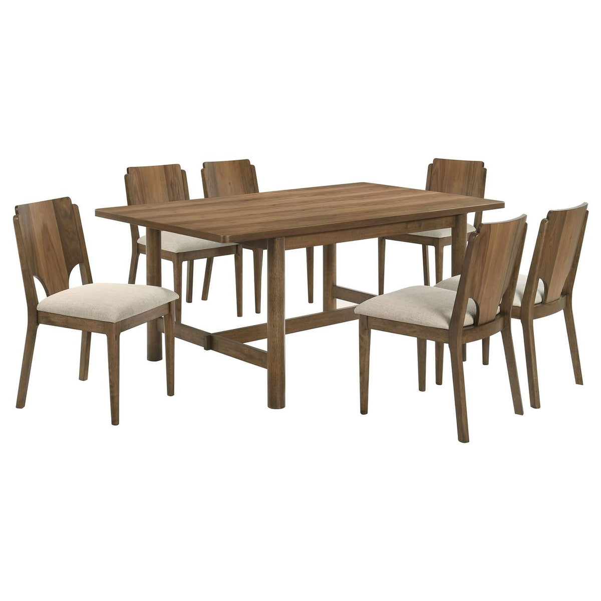 108571-S7 Crestmore 7-piece Rectangular Dining Table Set Walnut