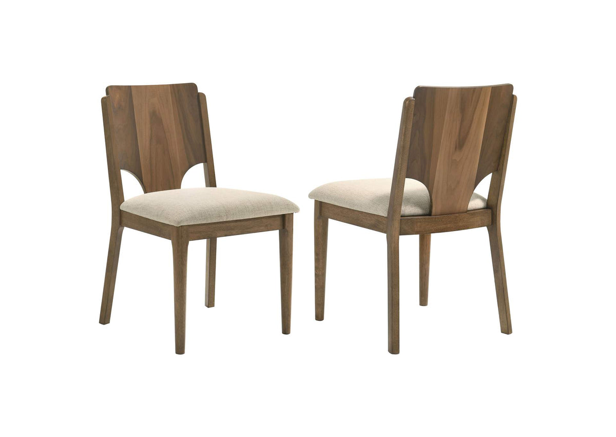 108572 Crestmore Dining Chair Upholstered Seat Walnut (Set of 2)