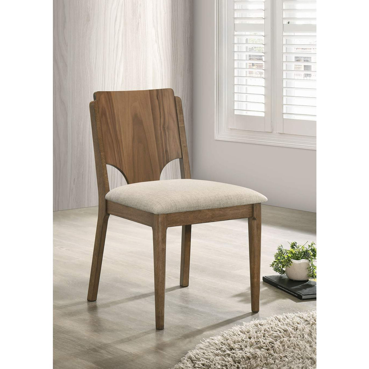 108572 Crestmore Dining Chair Upholstered Seat Walnut (Set of 2)