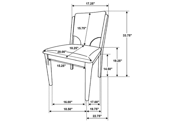 108572 Crestmore Dining Chair Upholstered Seat Walnut (Set of 2)