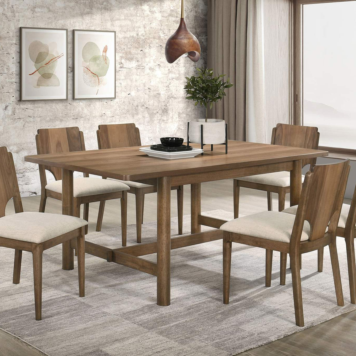 108572 Crestmore Dining Chair Upholstered Seat Walnut (Set of 2)