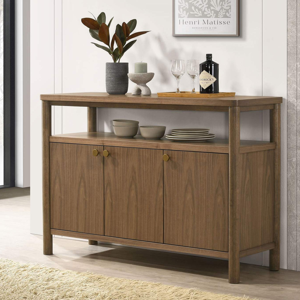 108575 Crestmore 52-inch Dining Cabinet Sideboard Buffet Walnut