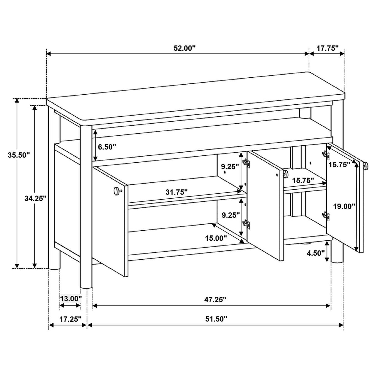 108575 Crestmore 52-inch Dining Cabinet Sideboard Buffet Walnut
