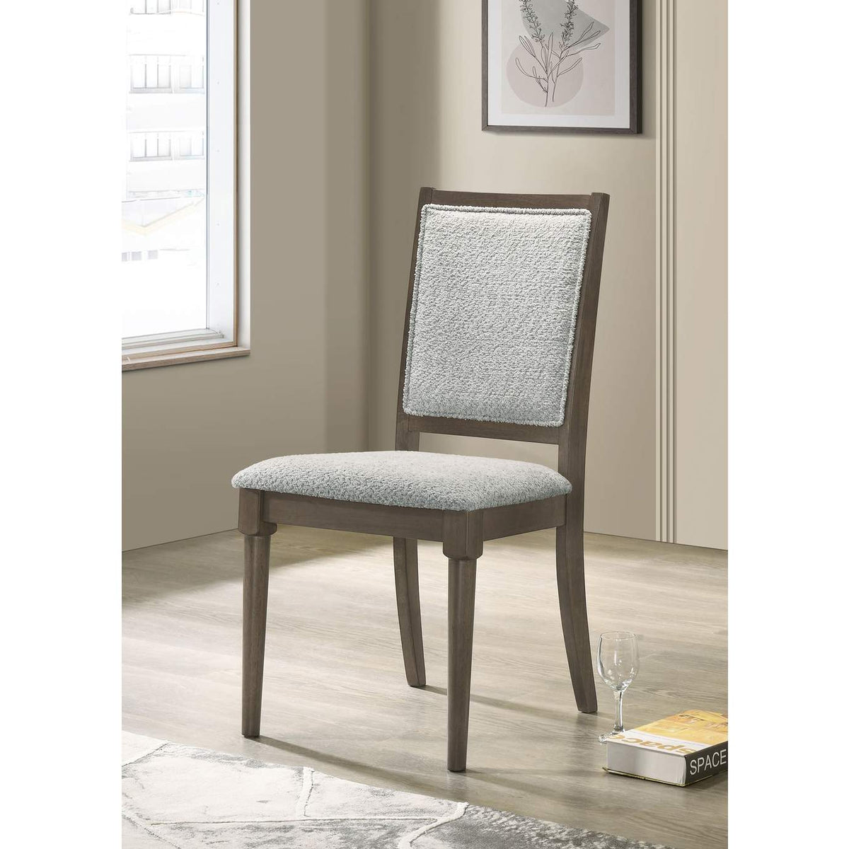 108622 Onslow Upholstered Dining Side Chair Dark Brown (Set of 2)