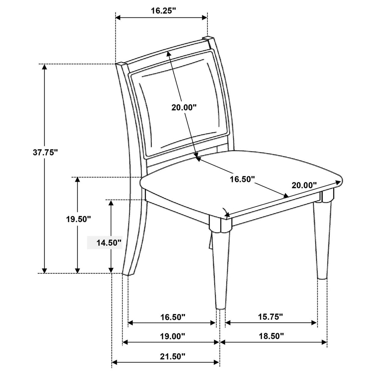 108622 Onslow Upholstered Dining Side Chair Dark Brown (Set of 2)