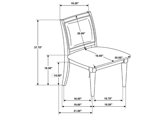 108622 Onslow Upholstered Dining Side Chair Dark Brown (Set of 2)