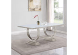 108811 Antoine Rectangular 95-inch Glass Top Dining Table White