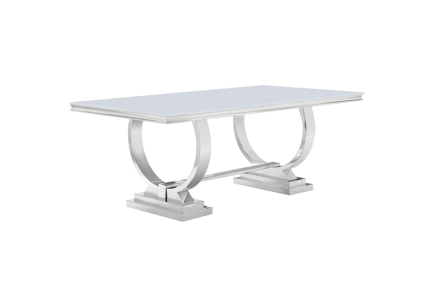 Antoine Rectangular 95-inch Glass Top Dining Table White