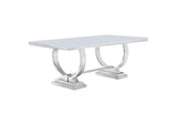 Antoine Rectangular 95-inch Glass Top Dining Table White