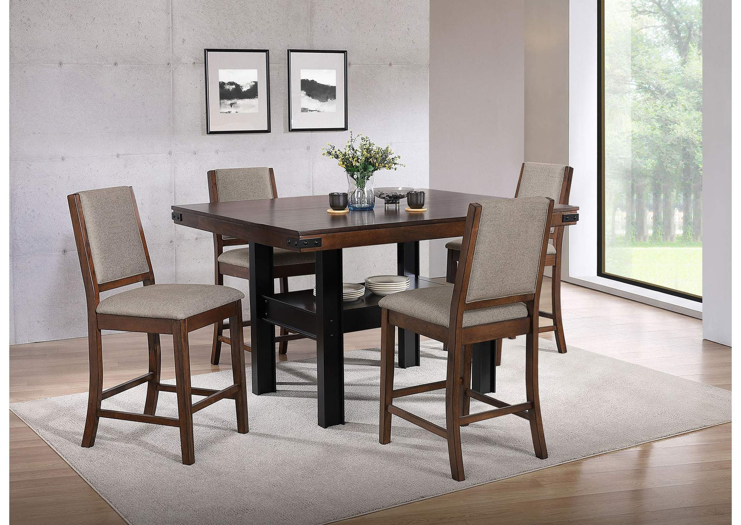 108888-S5 Patterson 5-piece Counter Height Dining Set Mango Oak