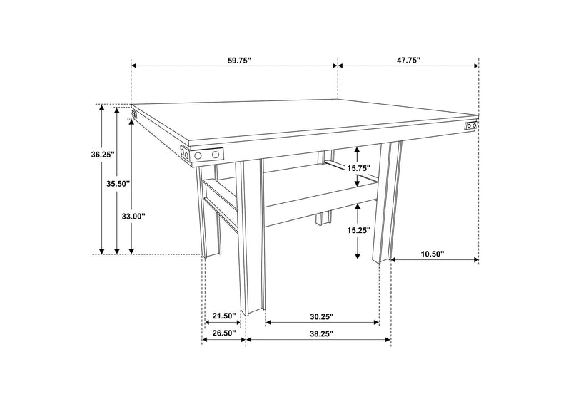 108888-S5 Patterson 5-piece Counter Height Dining Set Mango Oak