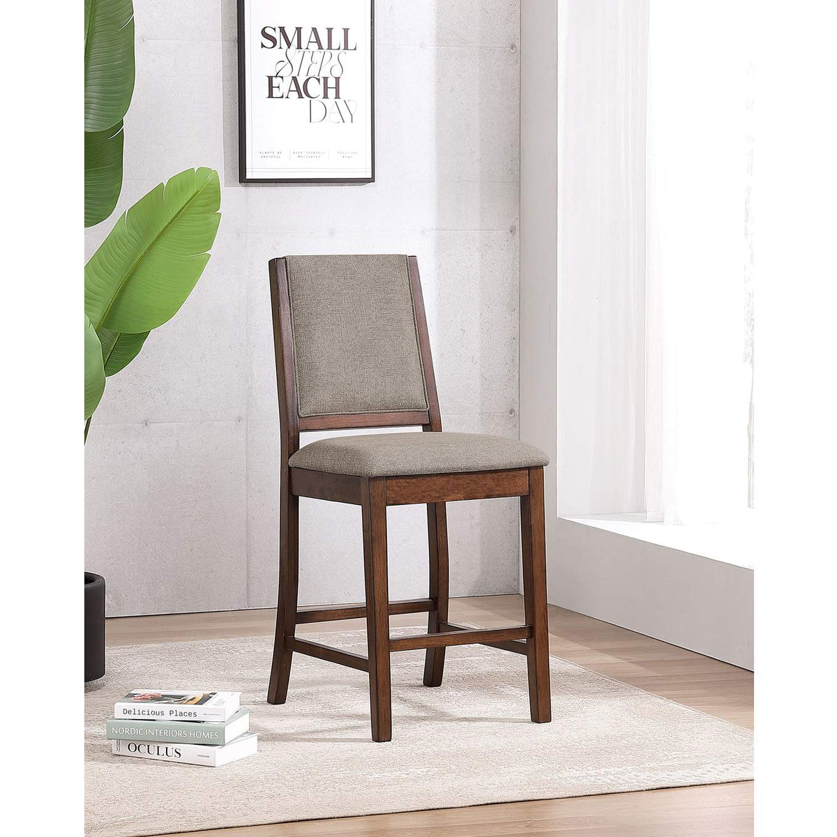 108889 Patterson Upholstered Counter Chair Mango Oak (Set of 2)