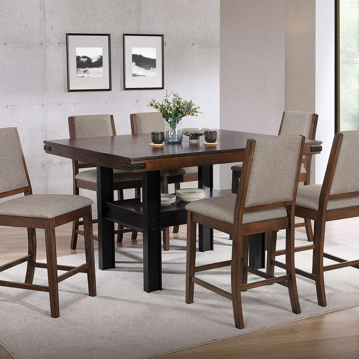 108889 Patterson Upholstered Counter Chair Mango Oak (Set of 2)