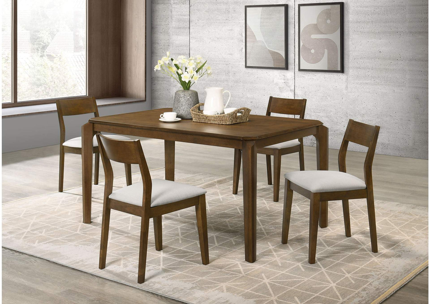 108921-S5 Almonte 5-piece 59-inch Rectangular Dining Set Dark Brown
