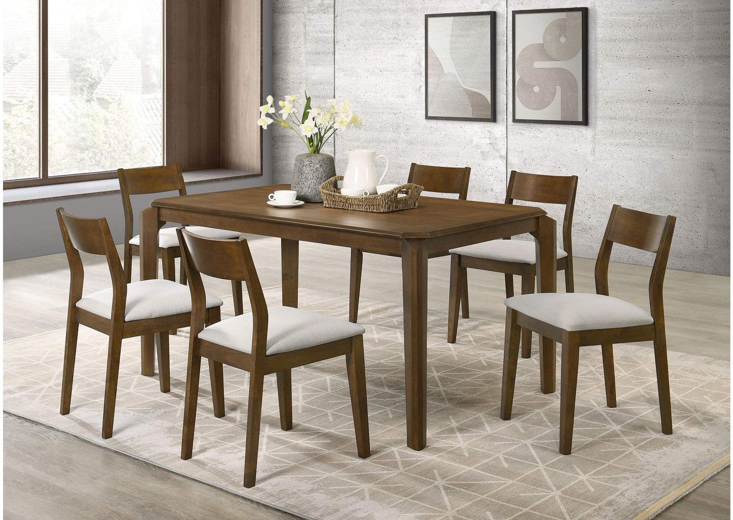 108921-S7 Almonte 7-piece 59-inch Rectangular Dining Set Dark Brown