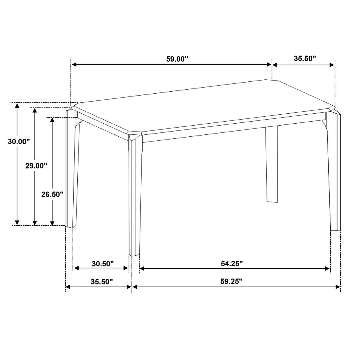 108921 Almonte 59-inch Rectangular Wood Dining Table Dark Brown