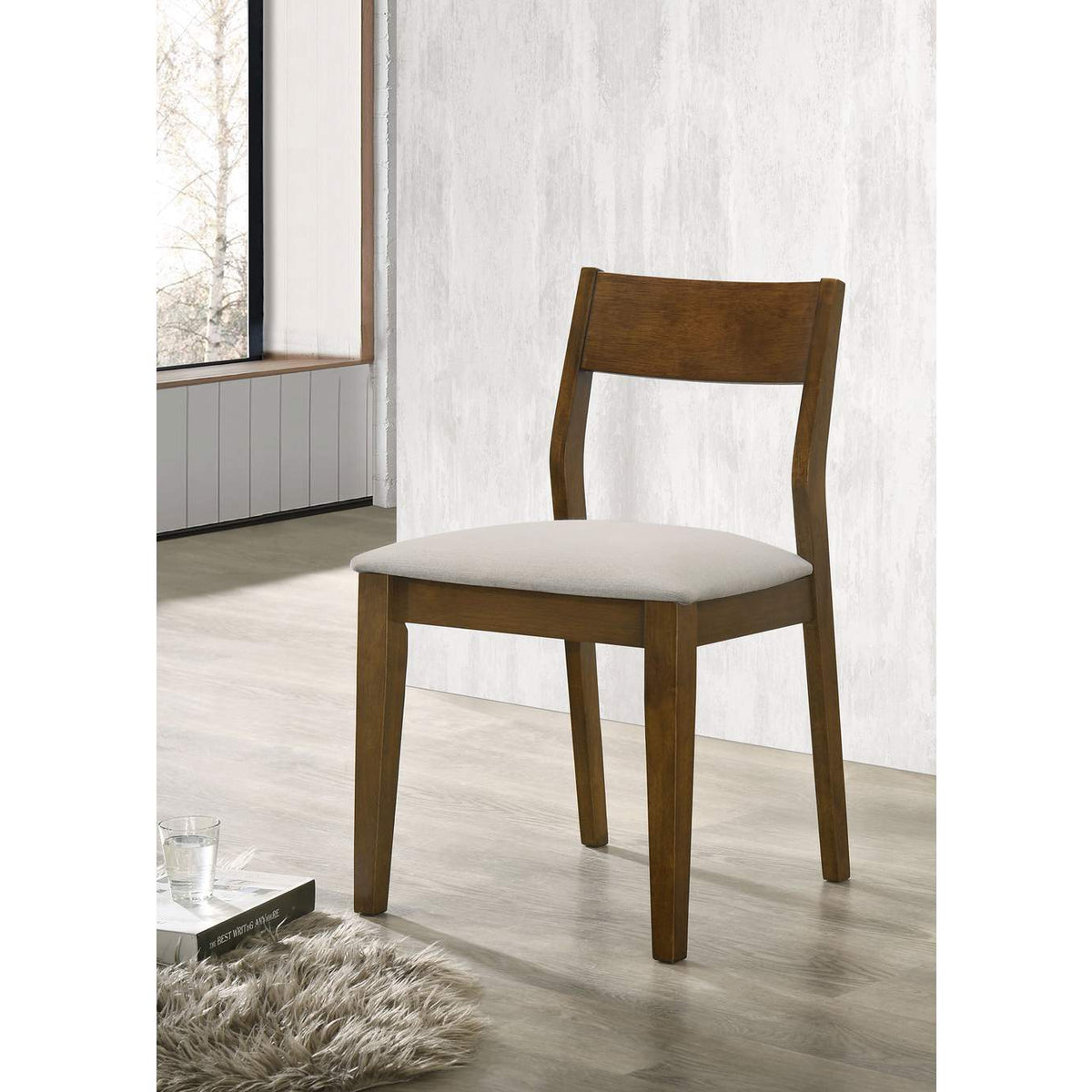 108922 Almonte Dining Chair Upholstered Seat Dark Brown (Set of 2)