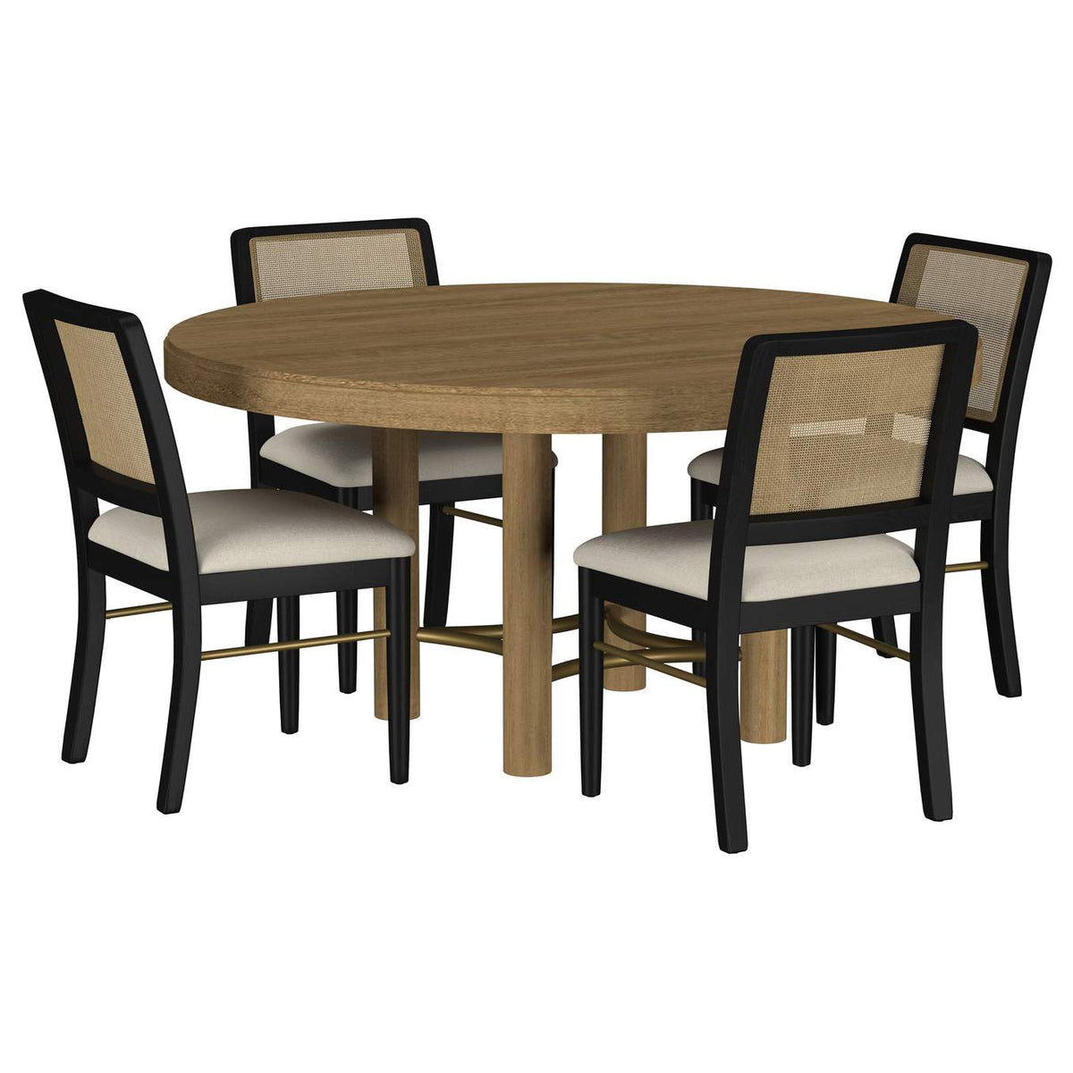 108930-S5B Arini 5-piece Round Dining Table Set Sand Wash and Black