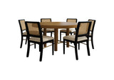 108930-S7B Arini 7-piece Round Dining Table Set Sand Wash and Black