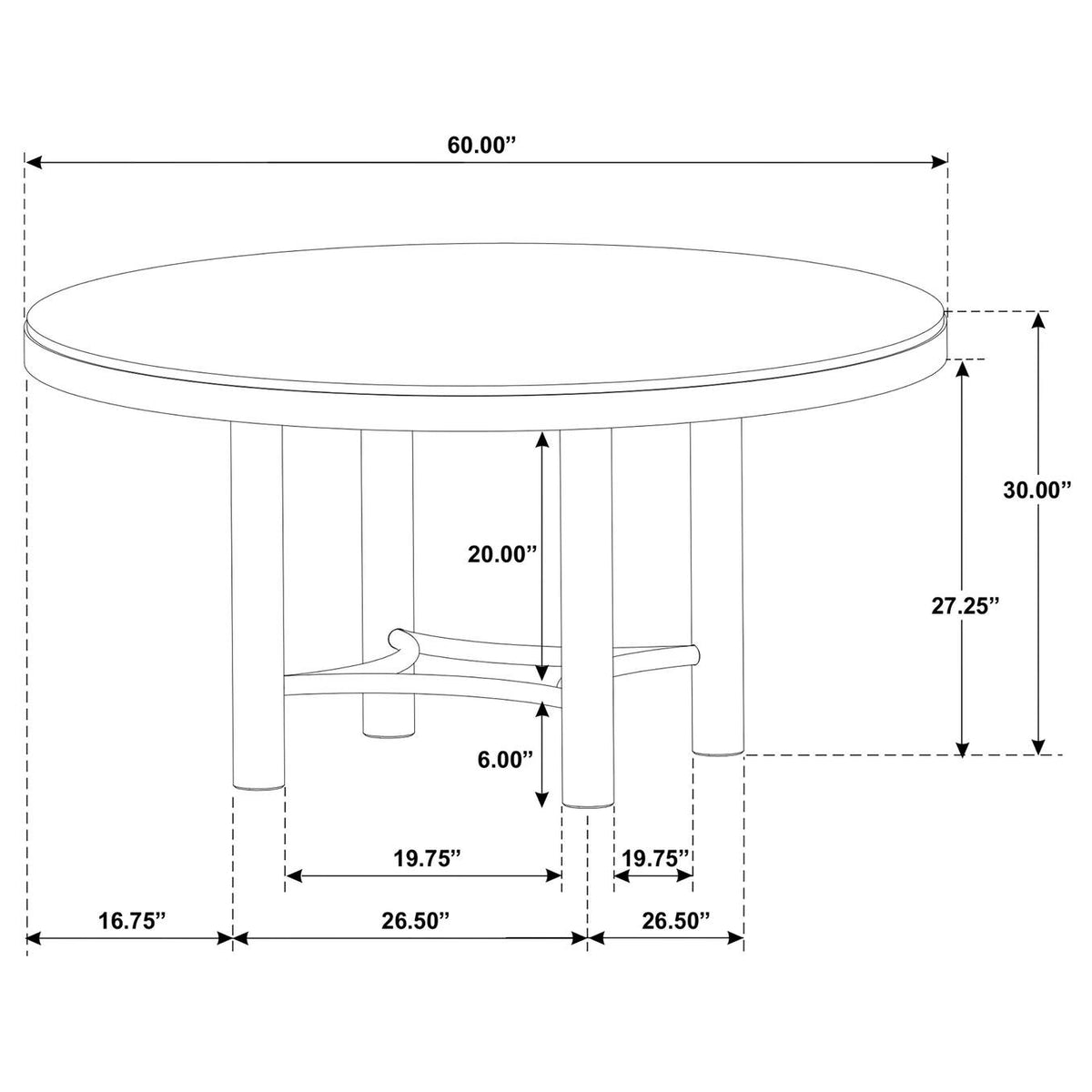 108930-S7B Arini 7-piece Round Dining Table Set Sand Wash and Black