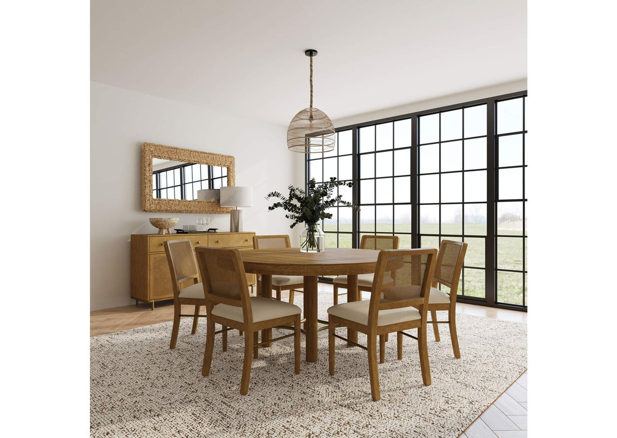 108930-S7W Arini 7-piece Round Dining Room Table Set Sand Wash
