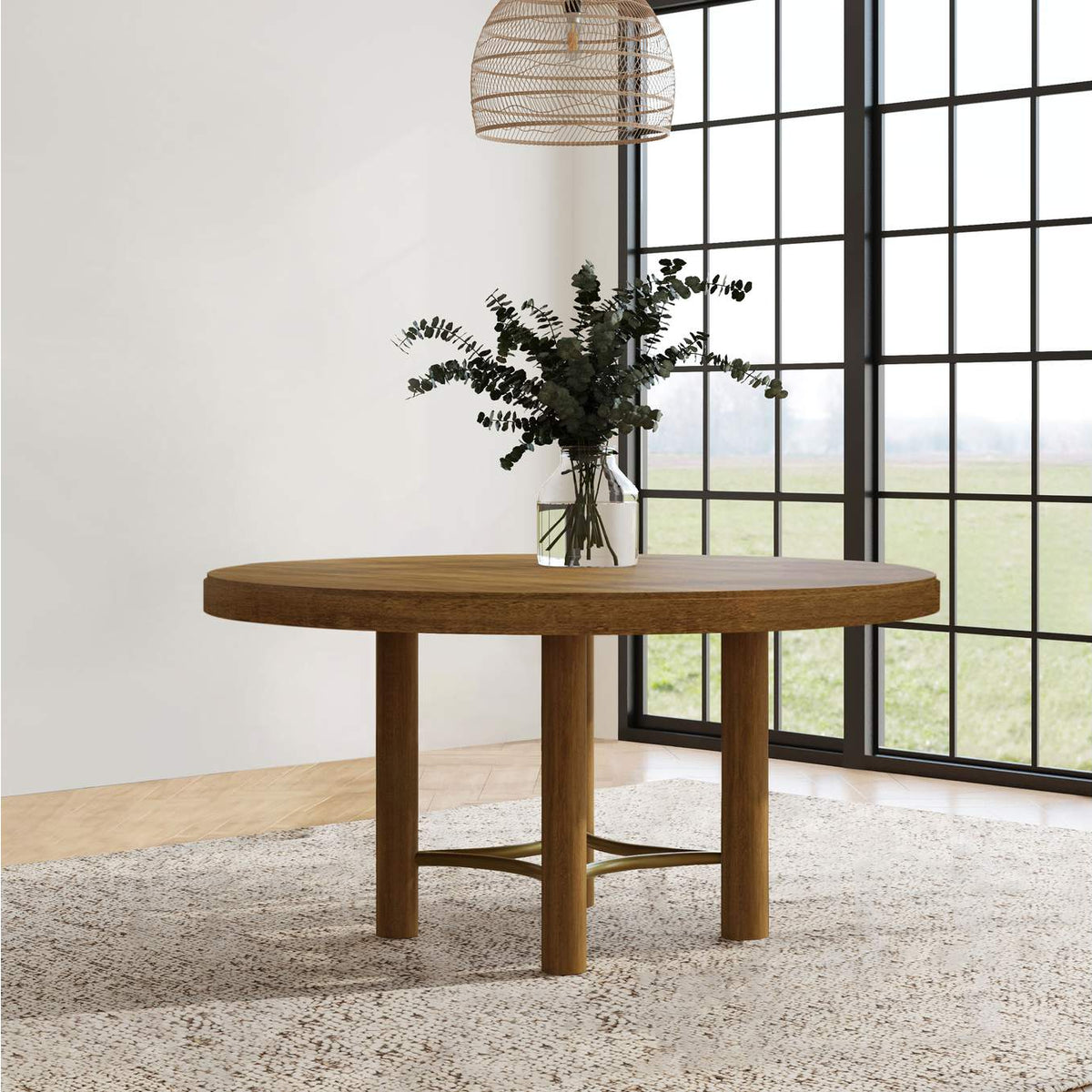 108930 Arini 60-inch Round Wood Dining Room Table Sand Wash