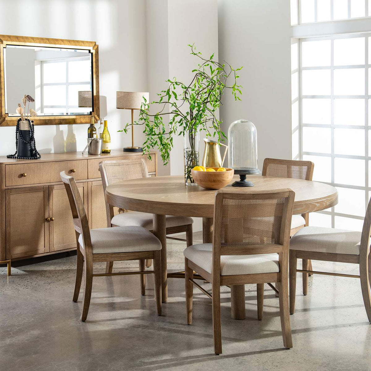 108930 Arini 60-inch Round Wood Dining Room Table Sand Wash