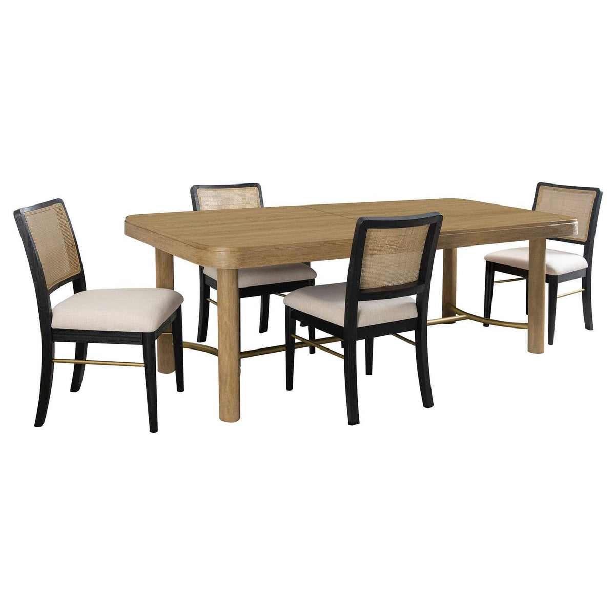 108931-S5B Arini 5-piece Extension Leaf Dining Table Set Sand Wash and Black