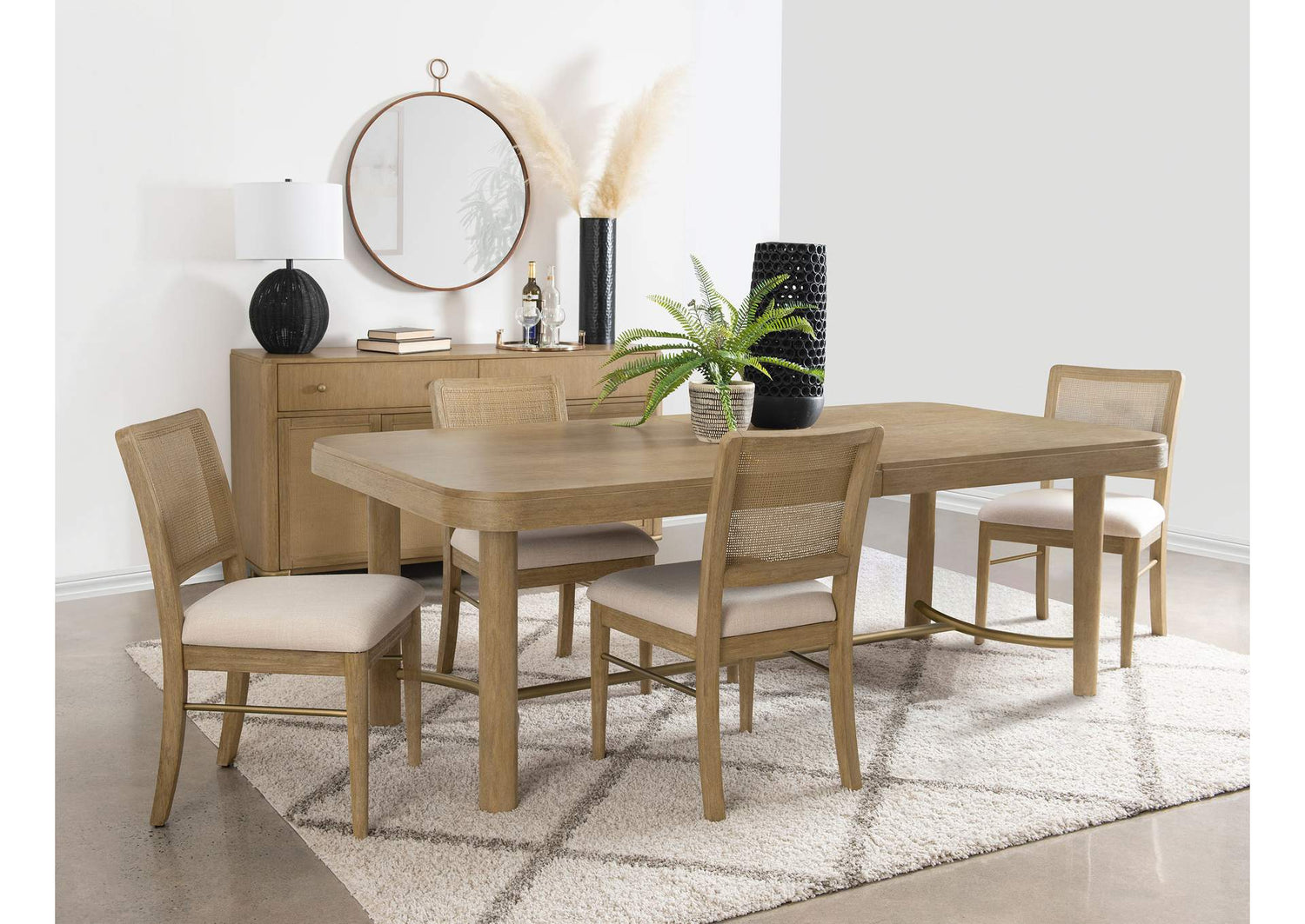 108931-S5W Arini 5-piece Extension Leaf Dining Table Set Sand Wash