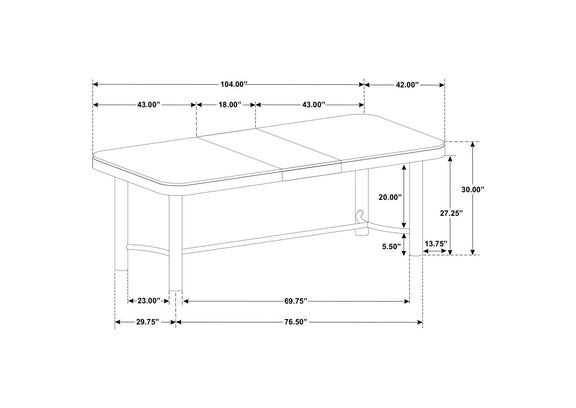 108931-S7B Arini 7-piece Extension Leaf Dining Table Set Sand Wash and Black