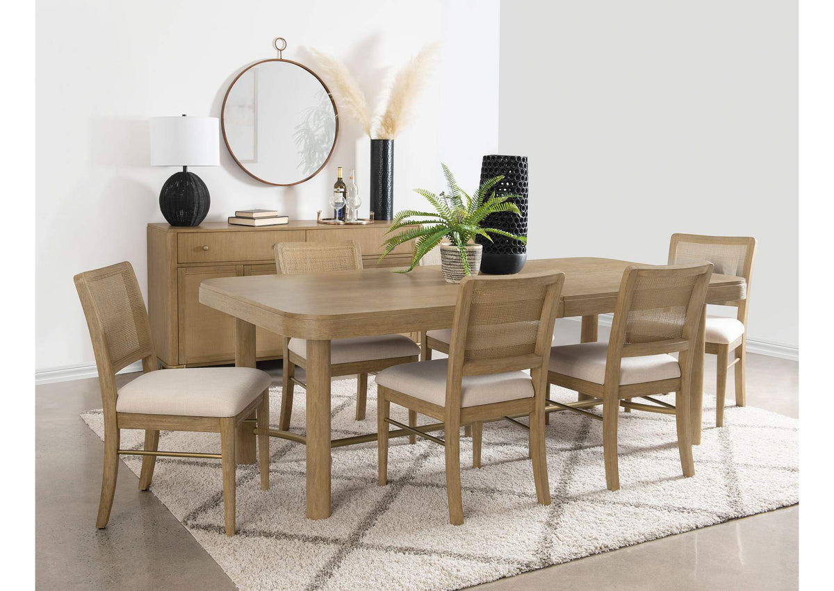 108931-S7W Arini 7-piece Extension Leaf Dining Table Set Sand Wash