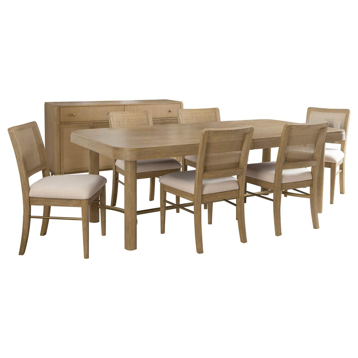 108931-S7W Arini 7-piece Extension Leaf Dining Table Set Sand Wash