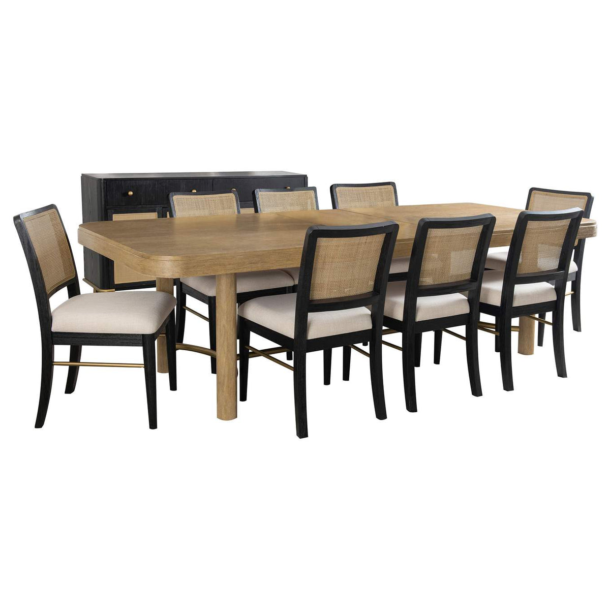 108931-S9B Arini 9-piece Extension Leaf Dining Table Set Sand Wash and Black