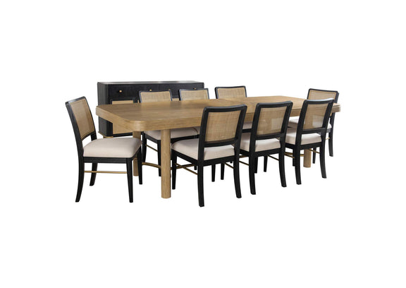 108931-S9B Arini 9-piece Extension Leaf Dining Table Set Sand Wash and Black