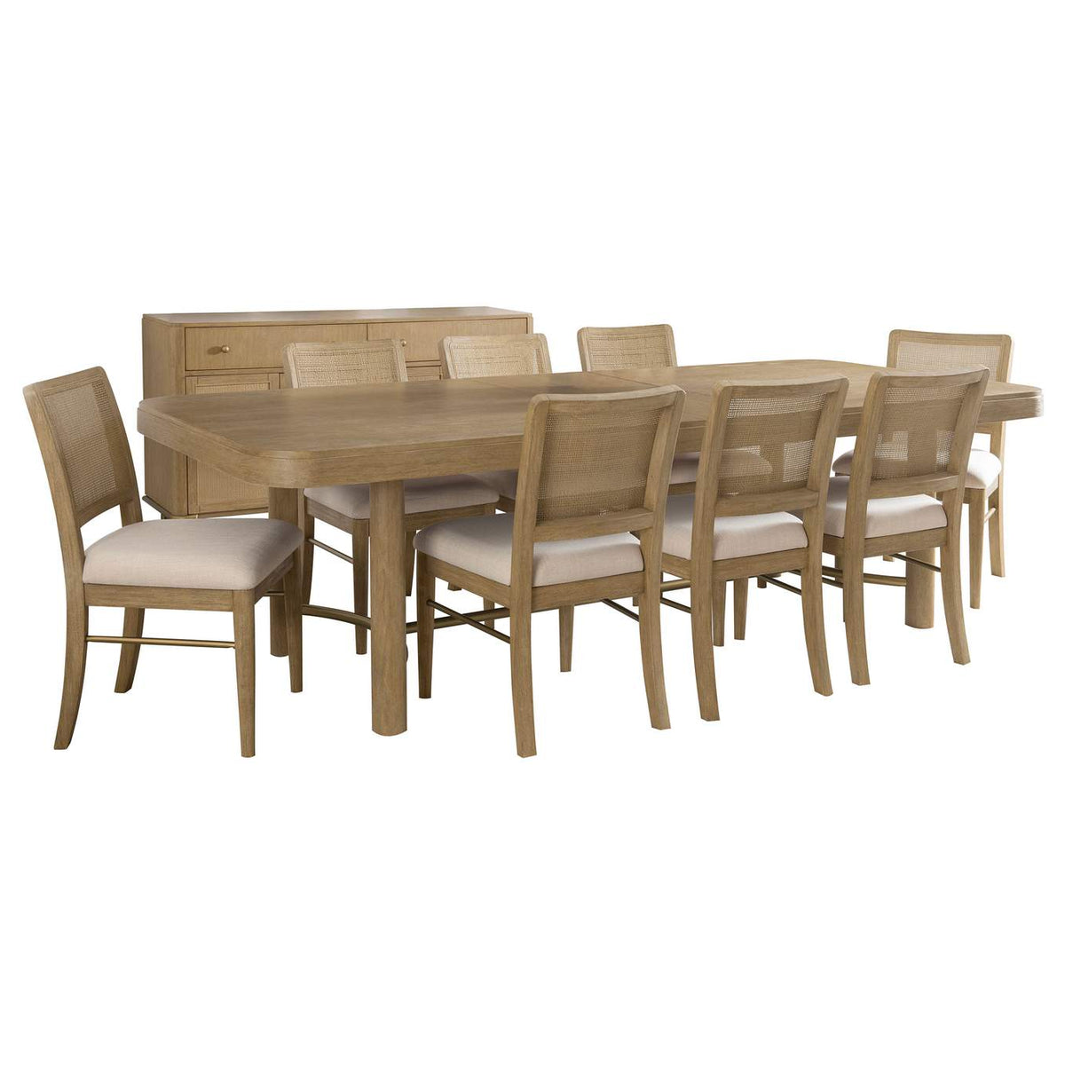 108931-S9W Arini 9-piece Extension Leaf Dining Table Set Sand Wash