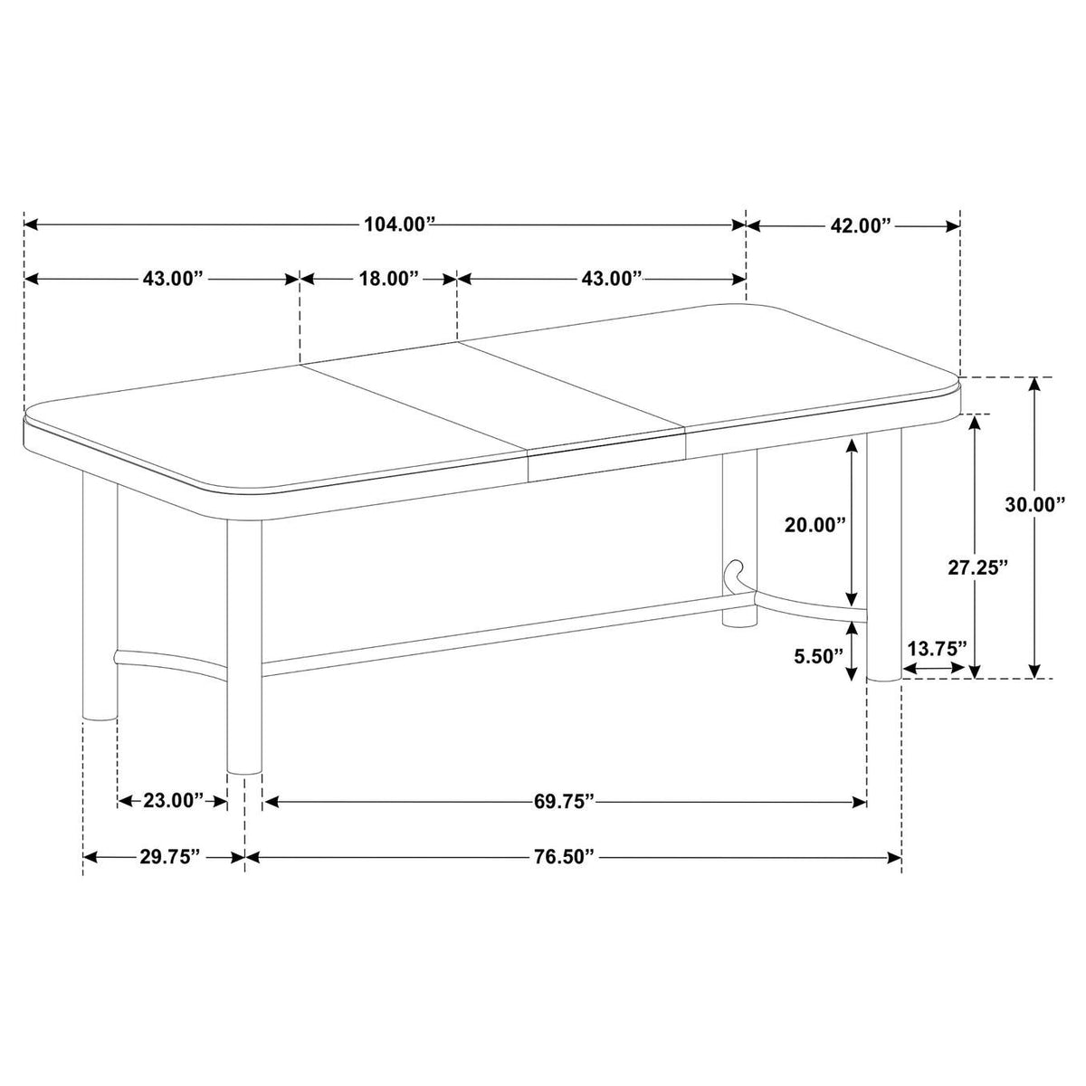 108931 Arini 104-inch Extension Leaf Dining Table Sand Wash