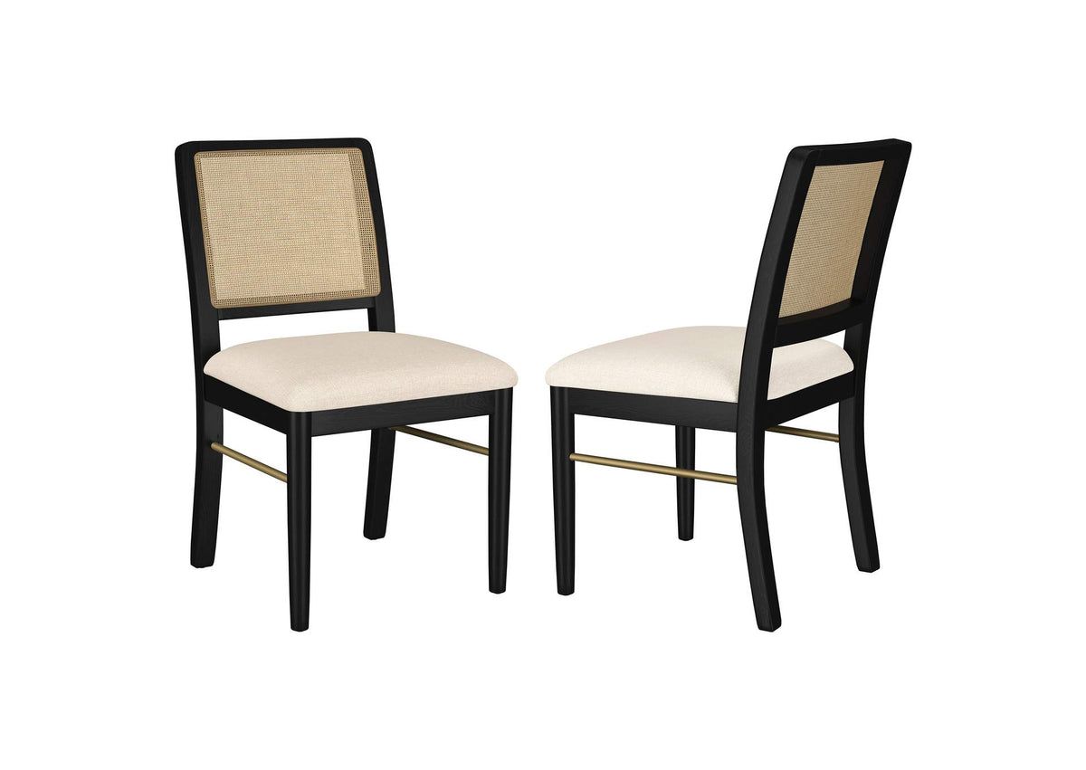 108932BLK Arini Rattan Cane Dining Side Chair Black (Set of 2)