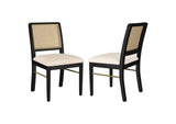 108932BLK Arini Rattan Cane Dining Side Chair Black (Set of 2)