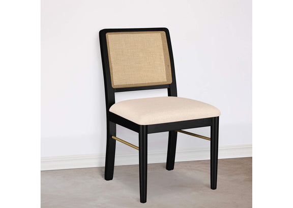 108932BLK Arini Rattan Cane Dining Side Chair Black (Set of 2)