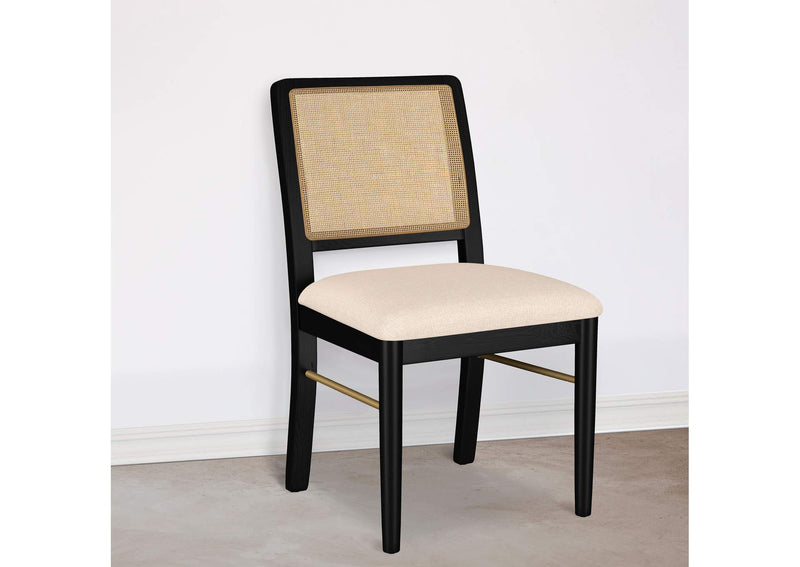 108932BLK Arini Rattan Cane Dining Side Chair Black (Set of 2)