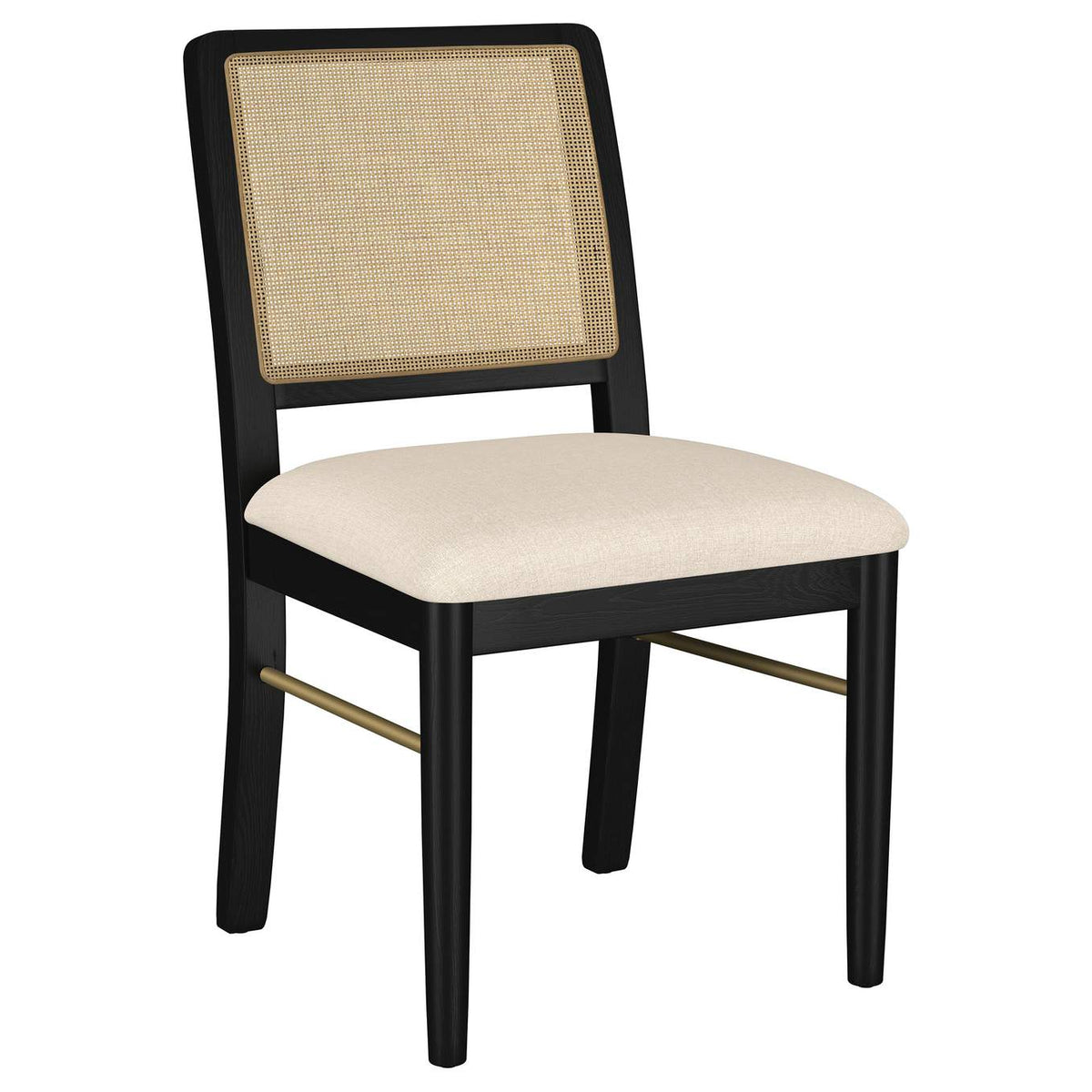 108932BLK Arini Rattan Cane Dining Side Chair Black (Set of 2)