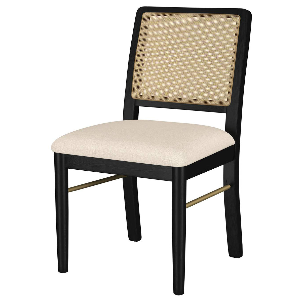 108932BLK Arini Rattan Cane Dining Side Chair Black (Set of 2)