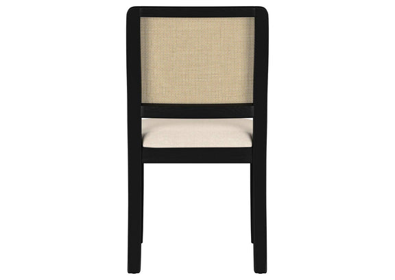 108932BLK Arini Rattan Cane Dining Side Chair Black (Set of 2)