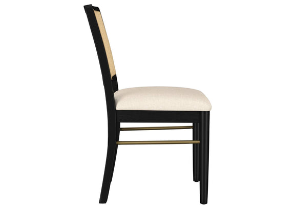 108932BLK Arini Rattan Cane Dining Side Chair Black (Set of 2)