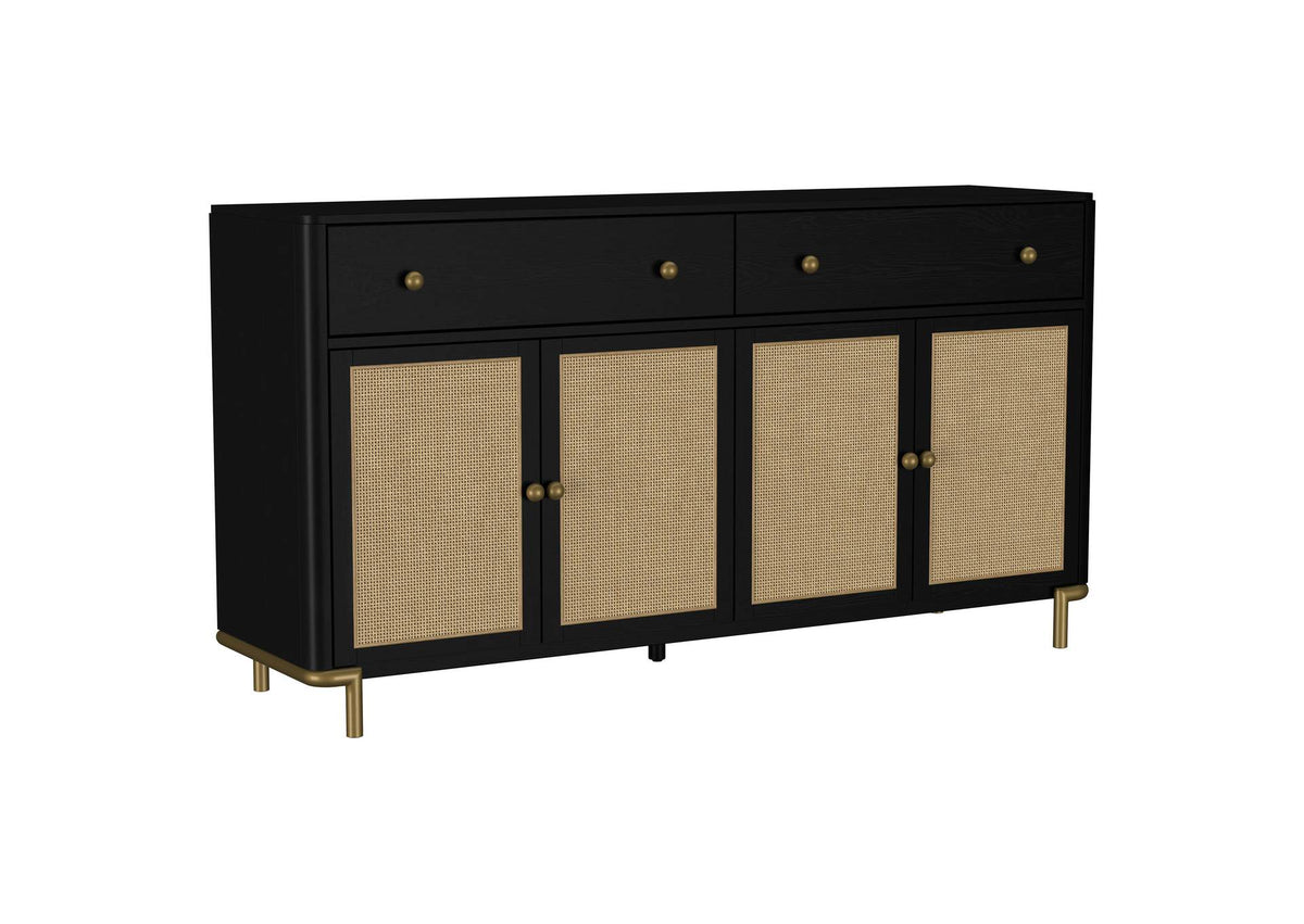 108935BLK Arini 2-drawer Cane Door Dining Sideboard Server Black