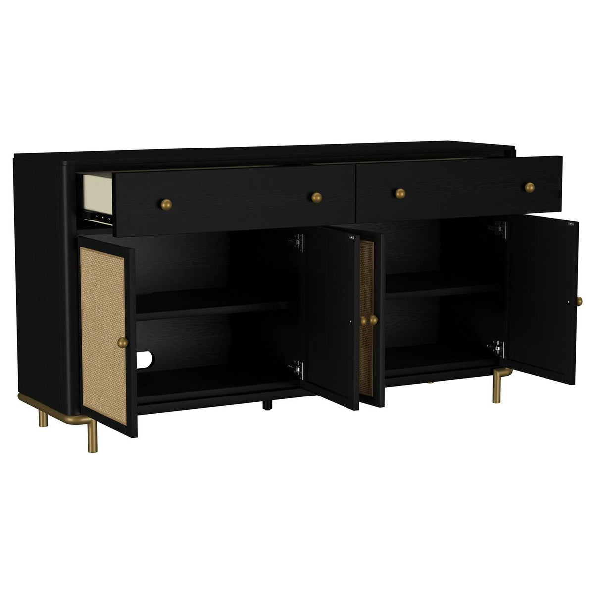 108935BLK Arini 2-drawer Cane Door Dining Sideboard Server Black